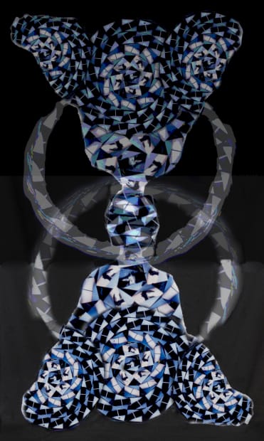 Buddha Elbow Hourglass © Kaethe Kauffman 2022 limited edition print on silk 6x10, 2022