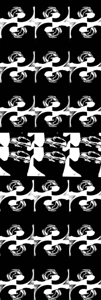 #1Hand black Polar Array © Kaethe Kauffman 2022 limited edition print on silk12x35-, 2022