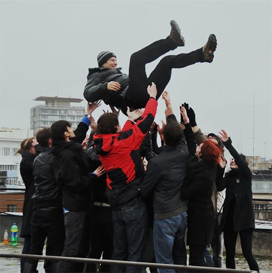 Tossing socialists in the air in Romania, 2010