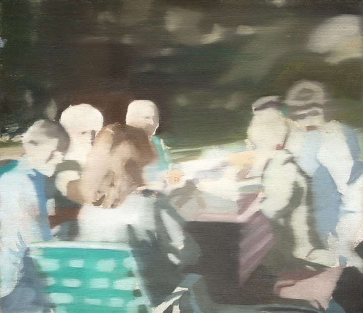 Family Picnic, (Sad Young Man on a Train #076), Oil Paintings, 1992-2002, 2022