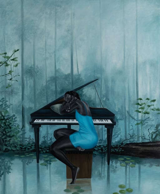 Lady lying on the piano, 2022