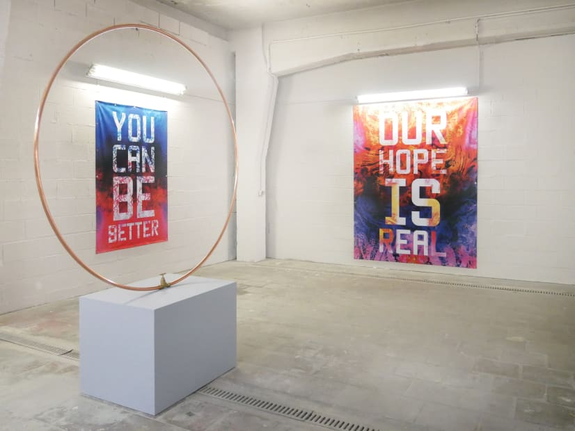 Eyes Wide Open: installation view of the Showroom / Aeroplastics at 207VDK, 2022 / works by Tom DALE and Mark TITCHNER