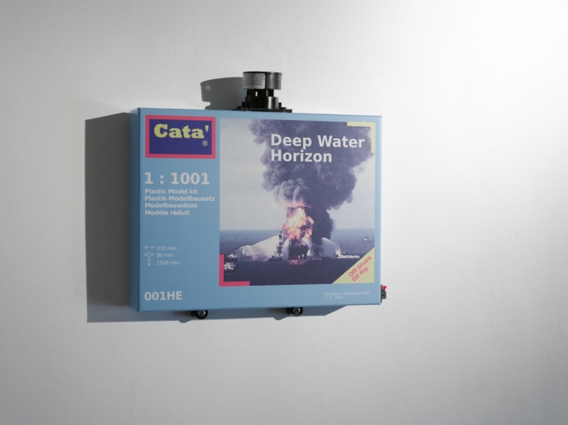 "HeHe - Antroposphere": installation view / Aeroplastics @ Rue Blanche, Brussels, 2014 / Deep Water Horizon Catastrophe Editions (2014)