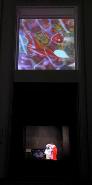 Pierrick Sorin 'C'est mignon tour ça': exhibition view Aeroplastics, Rue Blanche Str., Brussels, 2010 / Les décorateurs (2004)