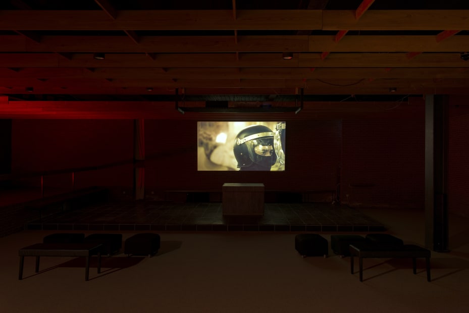 installation view with Carlos Aires' Sweet Dreams (Are Made of This) video Ph: HV studio. Aeroplastics @ WASHINGTON186 / The Chapel, 2018