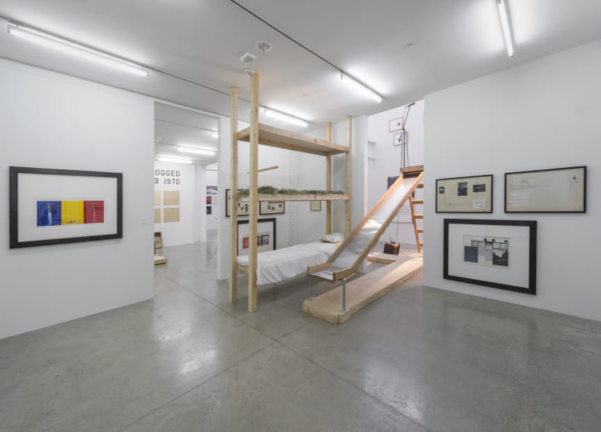 Installation view, Bill Beckley 1968 - 1978: The Accidental Poet (The Avoidance of Everything) Albertz Benda, New York, 2015