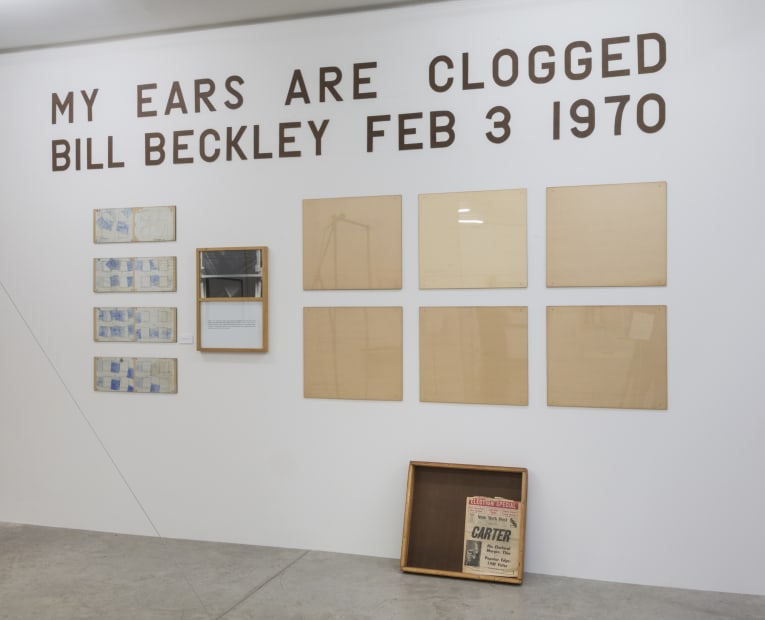 Installation view, Bill Beckley 1968 - 1978: The Accidental Poet (The Avoidance of Everything) Albertz Benda, New York, 2015