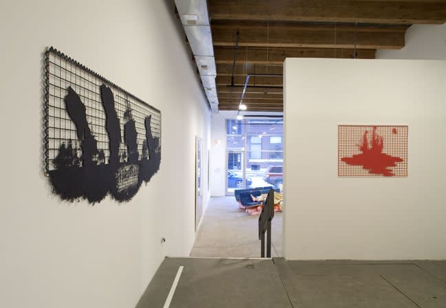Dylan Graham, (left to right) Armada, 2006, cut paper, 36 x 96.5 inches; The Passage, 2005, cut paper, 27 x 38 inches.