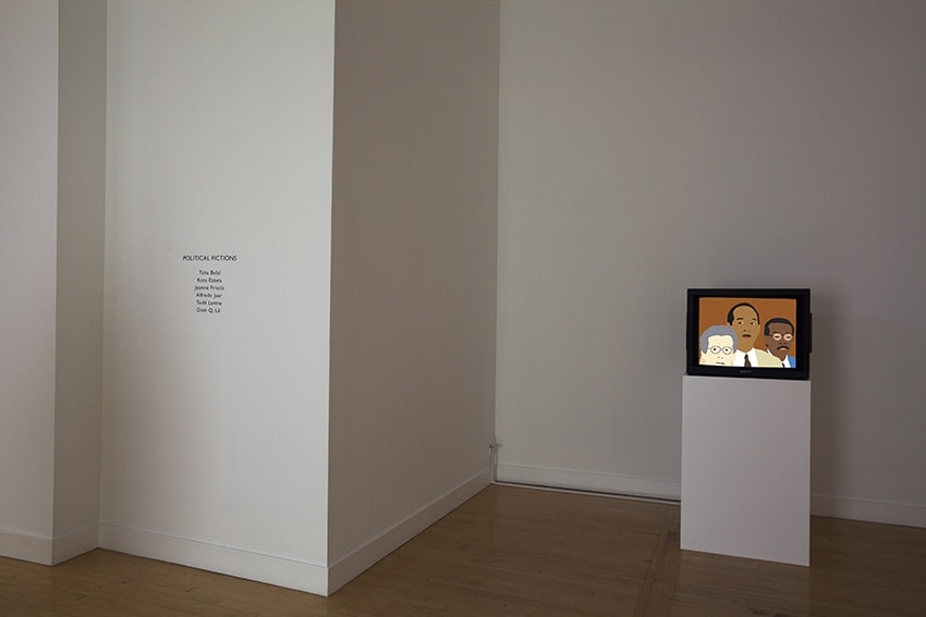 Installation view of Political Fictions, September 4 - November 1, 2014 at Haines Gallery, San Francisco
