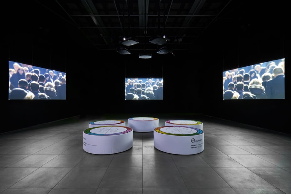 In Real Life, 2019 Five-channel video installation 16:30 minutes Image courtesy Rob Battersby, FACT Liverpool