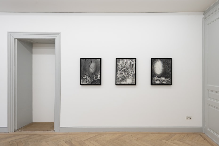 Installation view, Work on Paper: Andriu Deplazes, Kubra Khademi, Yehudit Sasportas and Uwe Wittwer, Galerie Peter Kilchmann, Rämistrasse, Zurich, Switzerland, 2023, Photo: Sebastian Schaub