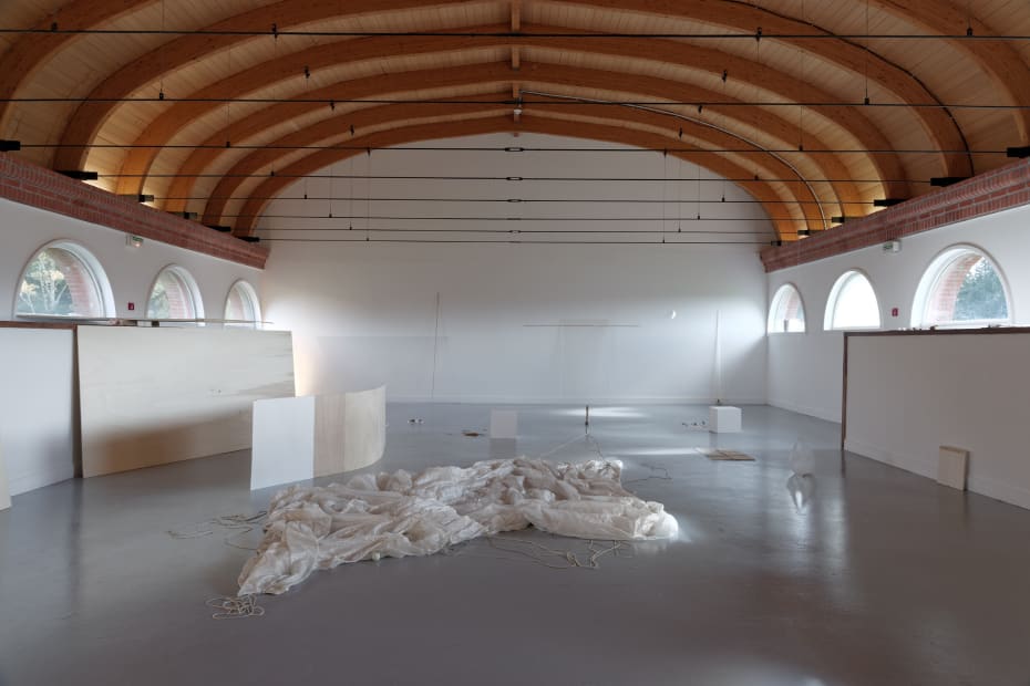 Installation view, Champs d'expériences: Fernanda Gomes, Centre d'art et du paysage, Vassivière, France, 2012