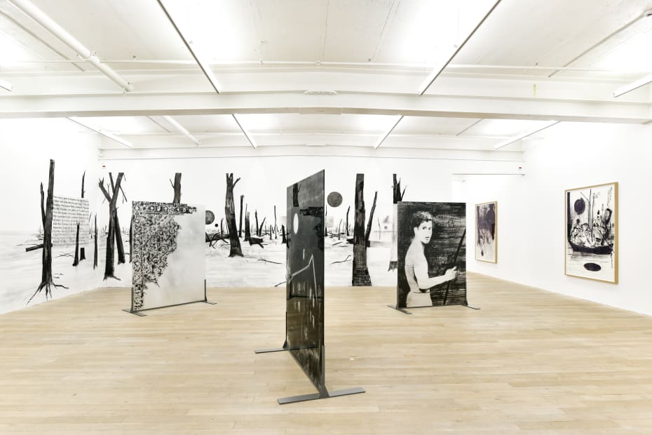 Installation view, Uwe Wittwer: Im Walde, Galerie Peter Kilchmann, Zurich, Switzerland, 2021