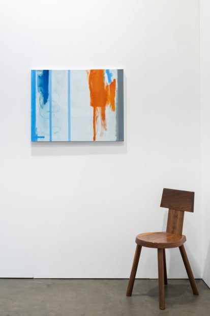 Installation view with works by Sandra Bushby . Sumer, Booth H2, Melbourne Art Fair. Photo: Phoebe Powell Alpine chair from Laker Studio.