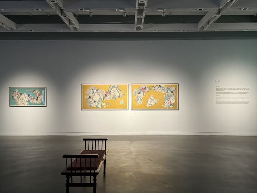 元漱＿袁慧莉的身・筆・墨，展場照，2024，高雄市立美術館，高雄，台灣。藝術家提供。 Essence Ablution: Inks, Brushes and Embodiment of YUAN Hui-Li’s Shanshui Painting, installation view, 2024, Kaohsiung Museum of Fine Arts, Kaohsiung, Taiwan. Courtesy of the artist.
