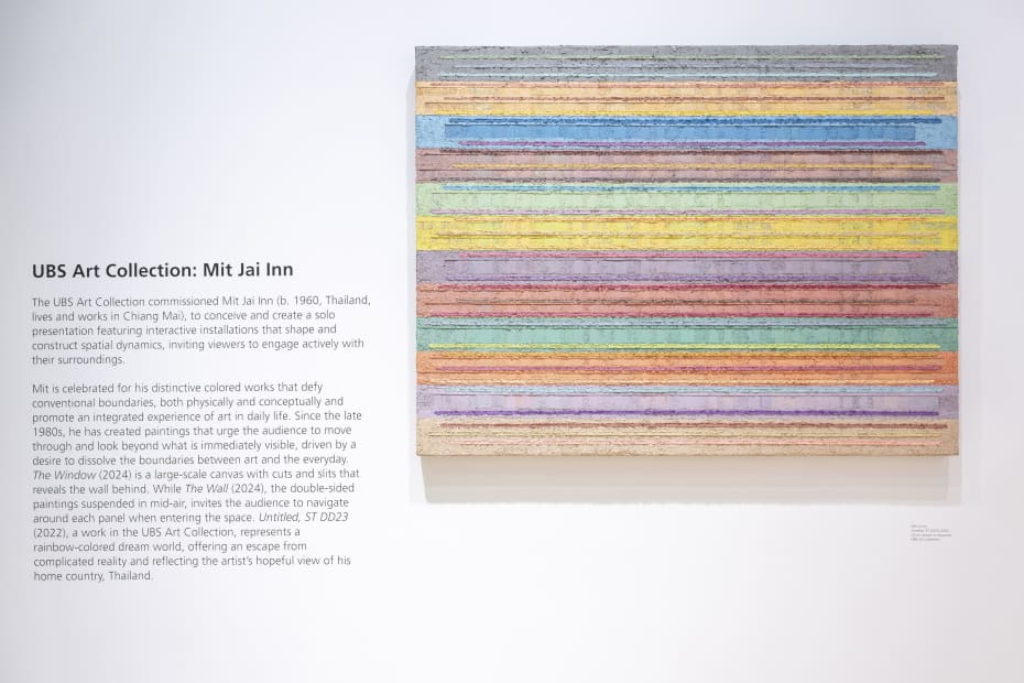 Installation view in the UBS Art Studio at ART SG 2025. Mit Jai Inn, Untitled, ST DD23, 2022, oil on canvas on plywood. UBS Art Collection. © TKG+