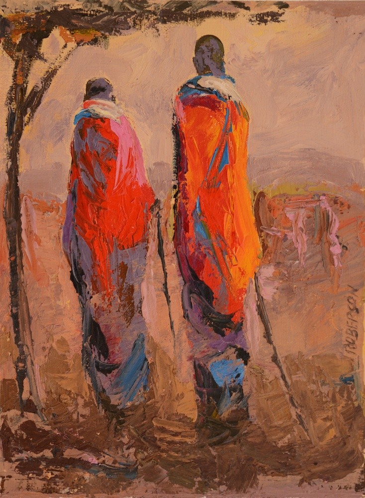 Tall Maasai Couple at Sunset