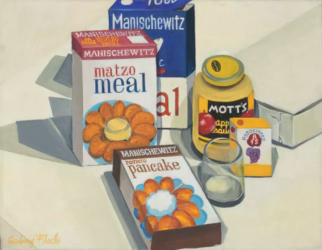 Audrey Flack, Matzo Meal, c. 1962. The Jewish Museum, Purchase: Gift of Martha and Daniel Gillmor, by exchange and Fine Arts Acquisitions Committee Funds