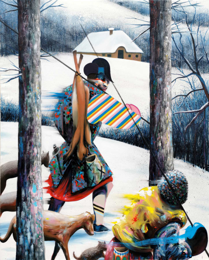 Thomas Agrinier, Hunters in the snow (after Brueghel), 2019