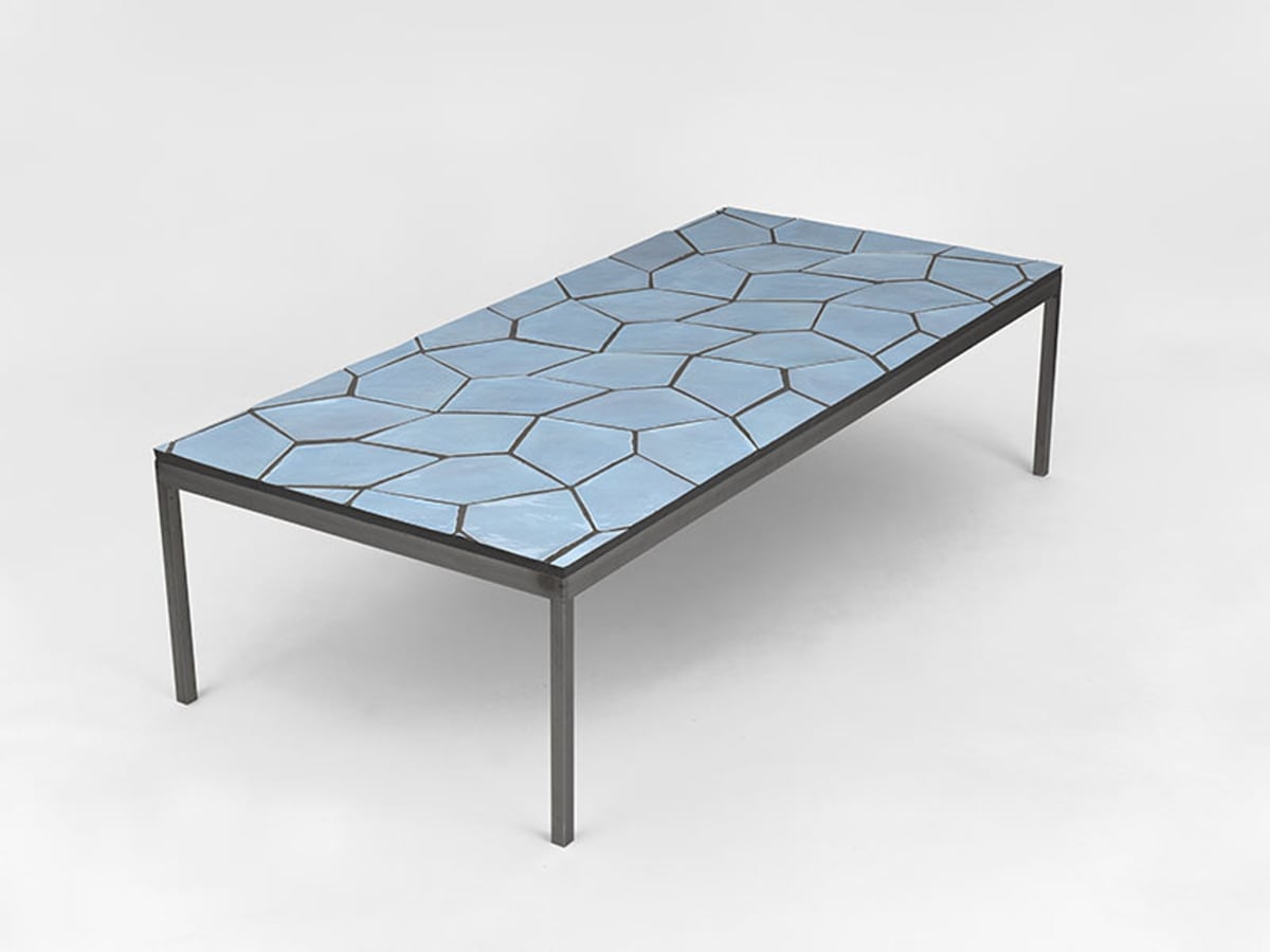 Artwork: Sarah Crowner, Table (Terracotta Pentagon Leaves, Mint), 2016