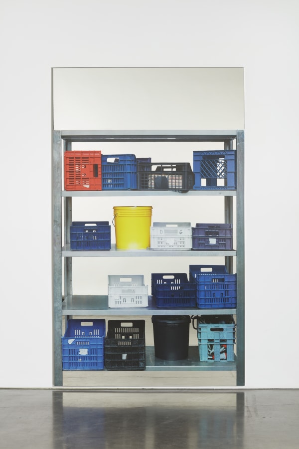 Artwork: Michelangelo Pistoletto, Scaffali - contenitori in plastica, con secchio giallo (Shelves – plastic containers, with yellow bucket), 2015