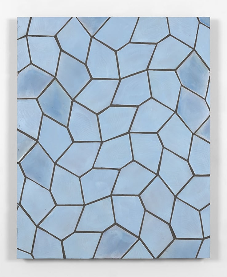 Artwork: Sarah Crowner, Tile Painting (Terracotta Pentagon Leaves, Mint), 2016