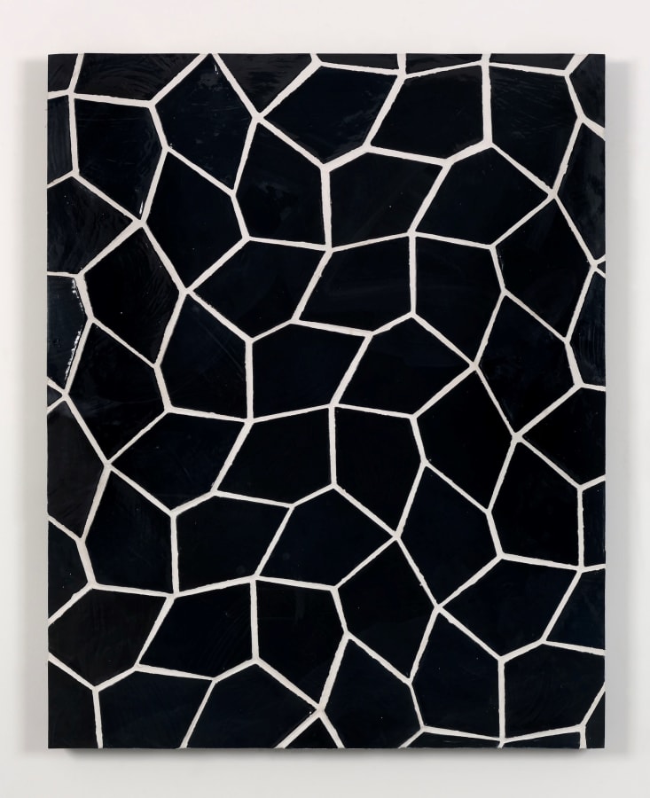 Artwork: Sarah Crowner, Tile Painting (Terracotta Pentagon Leaves, Black), 2016