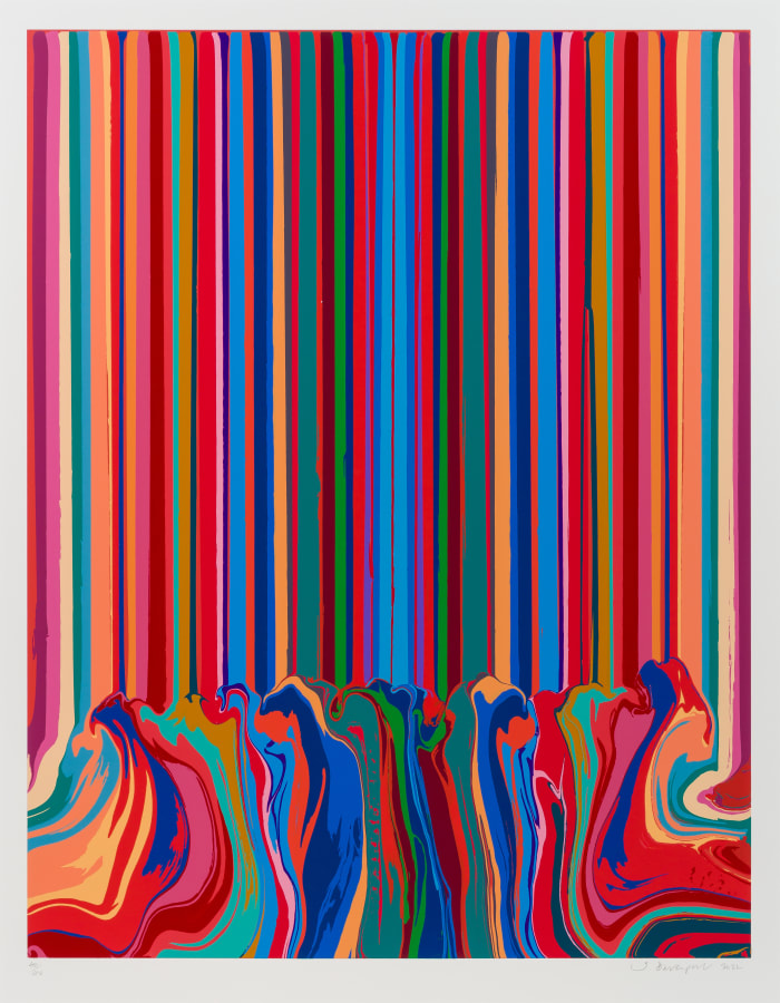Ian Davenport, Mirrored Red Enamel, 2022