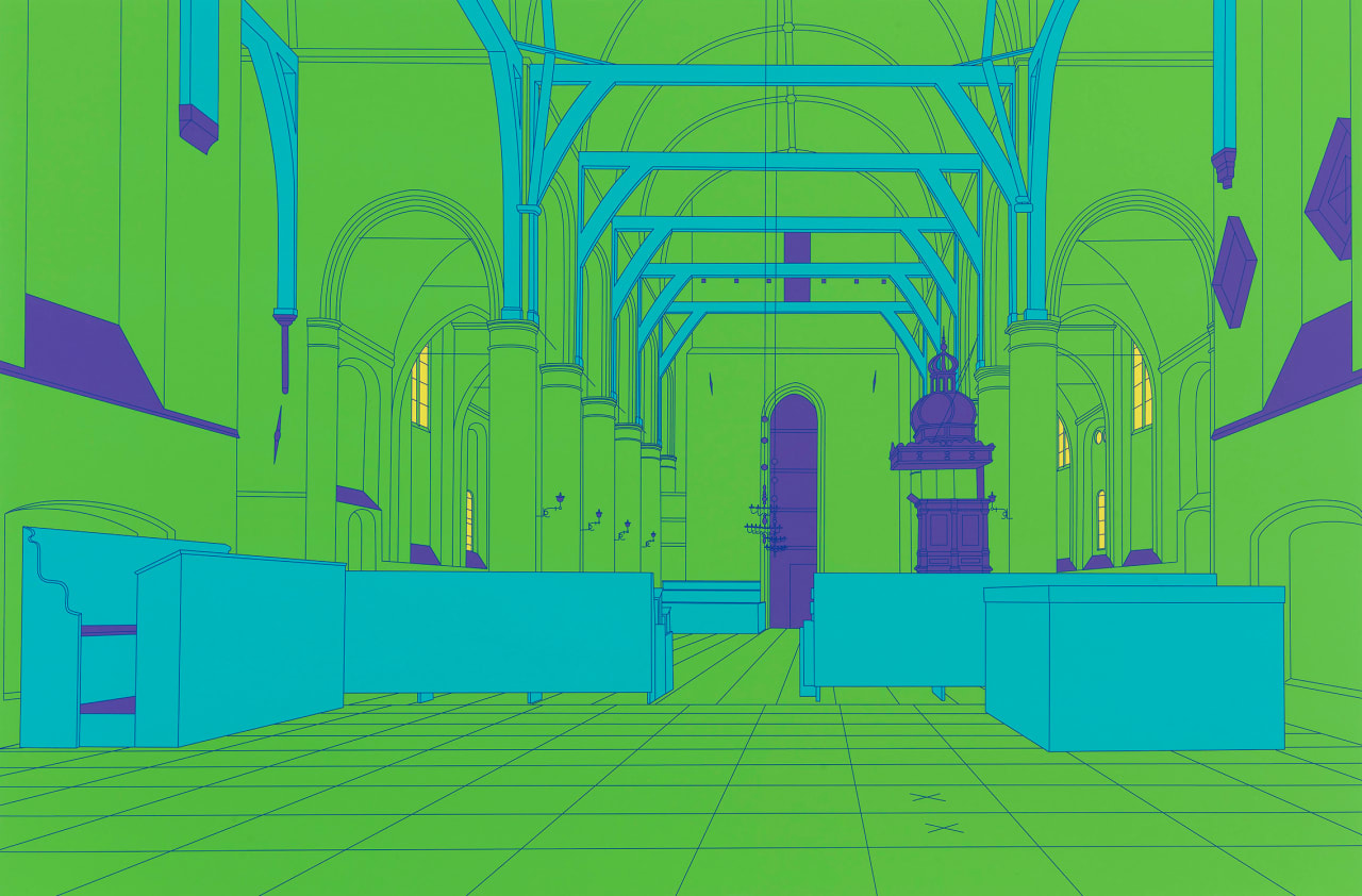 Michael Craig-Martin, Saenredam (green), 2022