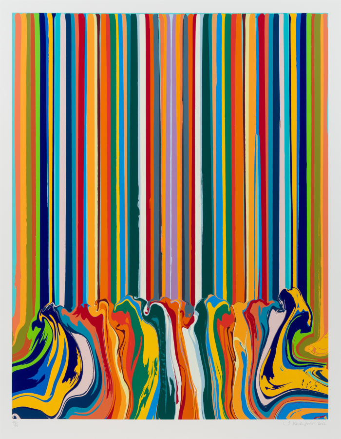 Ian Davenport, Mirrored Turquoise Enamel, 2022