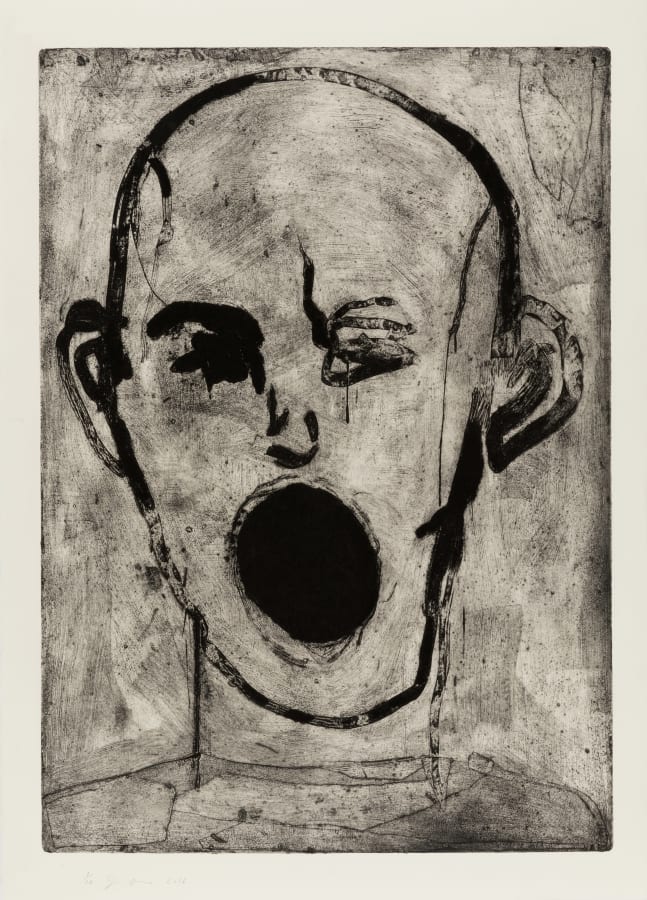 Jim Dine, Poet Singing, Black on White, 2016