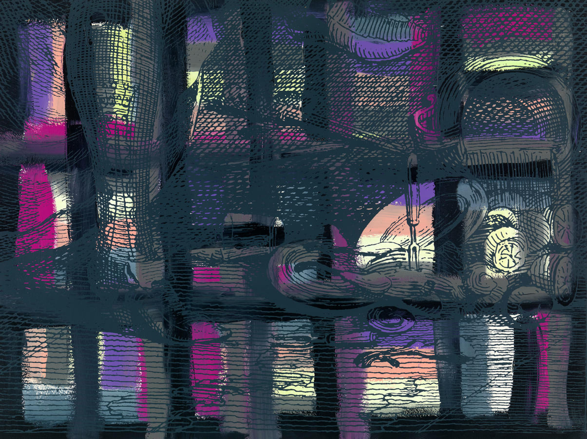 Lubaina Himid, A Rake’s Progress: Hole in her stocking (1), 2022