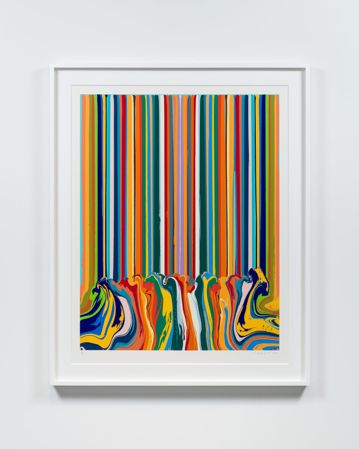 Ian Davenport, Mirrored Turquoise Enamel, 2022