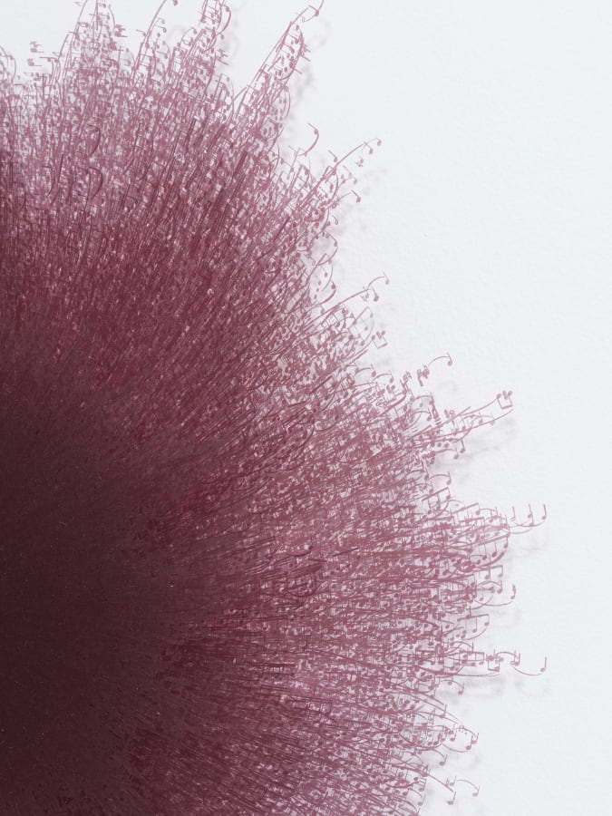Idris Khan, After the setting sun (Deep Crimson) , 2025