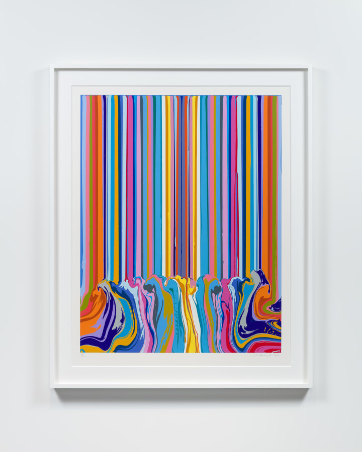 Ian Davenport, Mirrored Blue Enamel, 2022