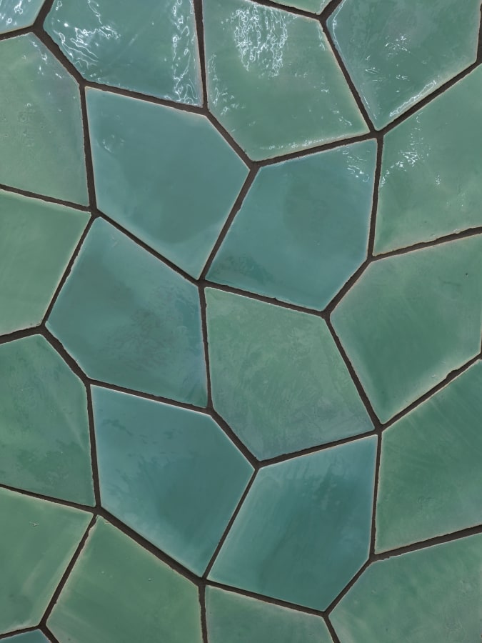 Artwork: Sarah Crowner, Wall (Terracotta Pentagon Leaves), 2016
