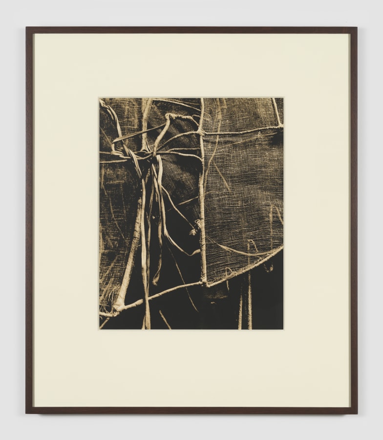 Artwork: João Penalva, Scenic prop. Wings. Cotton-covered steel wire, cotton gauze and ribbons, 2019