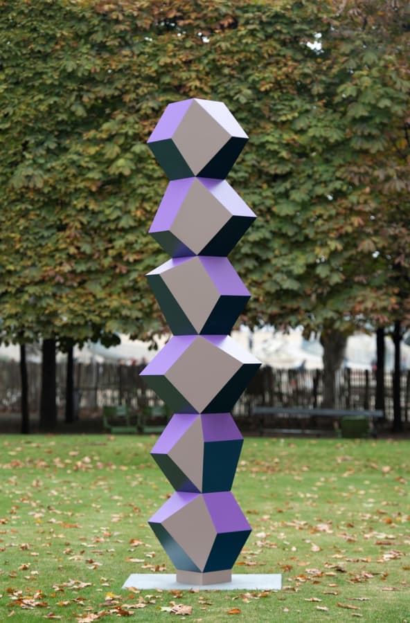 Artwork: Angela Bulloch, Heavy Metal Stack of Six: Purple, Beige & Blue, 2015