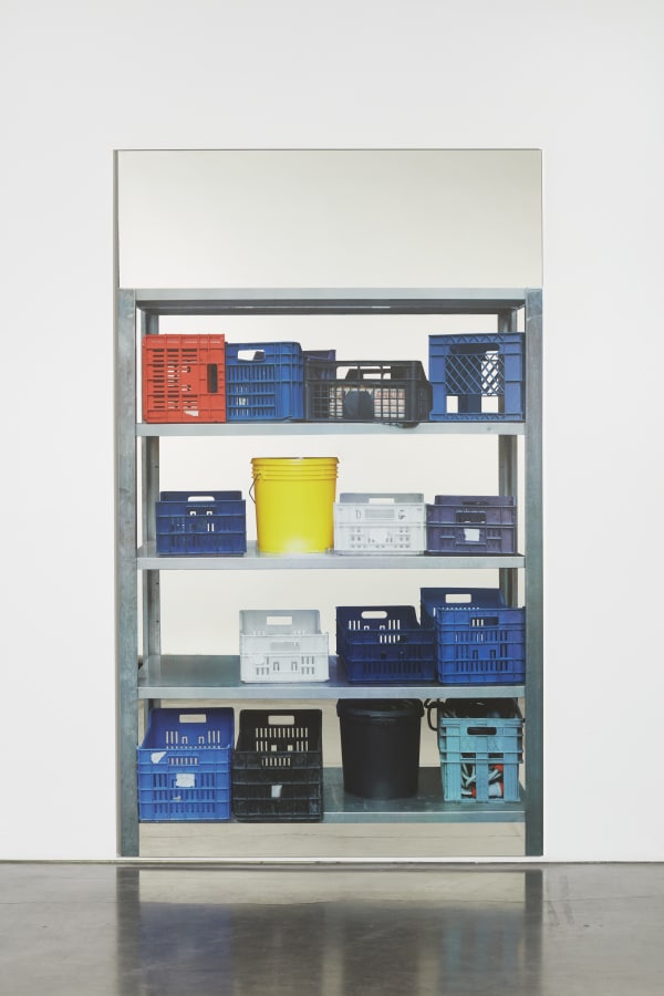 Artwork: Michelangelo Pistoletto, Scaffali - contenitori in plastica, con secchio giallo (Shelves – plastic containers, with yellow bucket), 2015