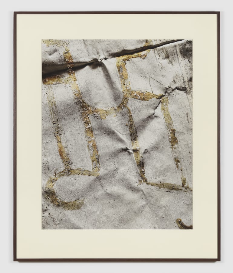Artwork: João Penalva, Top stage right leg. Eighteenth-century European interior. Pattern from ornaments previously attached. Remnants of glue and polystyrene on acrylic paint and graphite, 2019