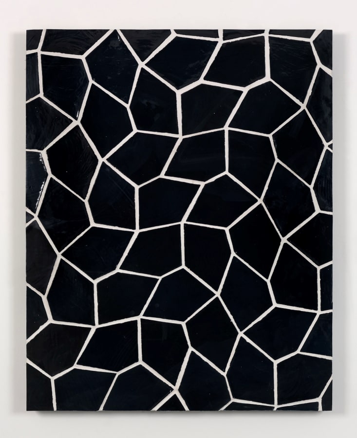 Sarah Crowner Tile Painting Terracotta Pentagon Leaves Black 2016 Simon Lee