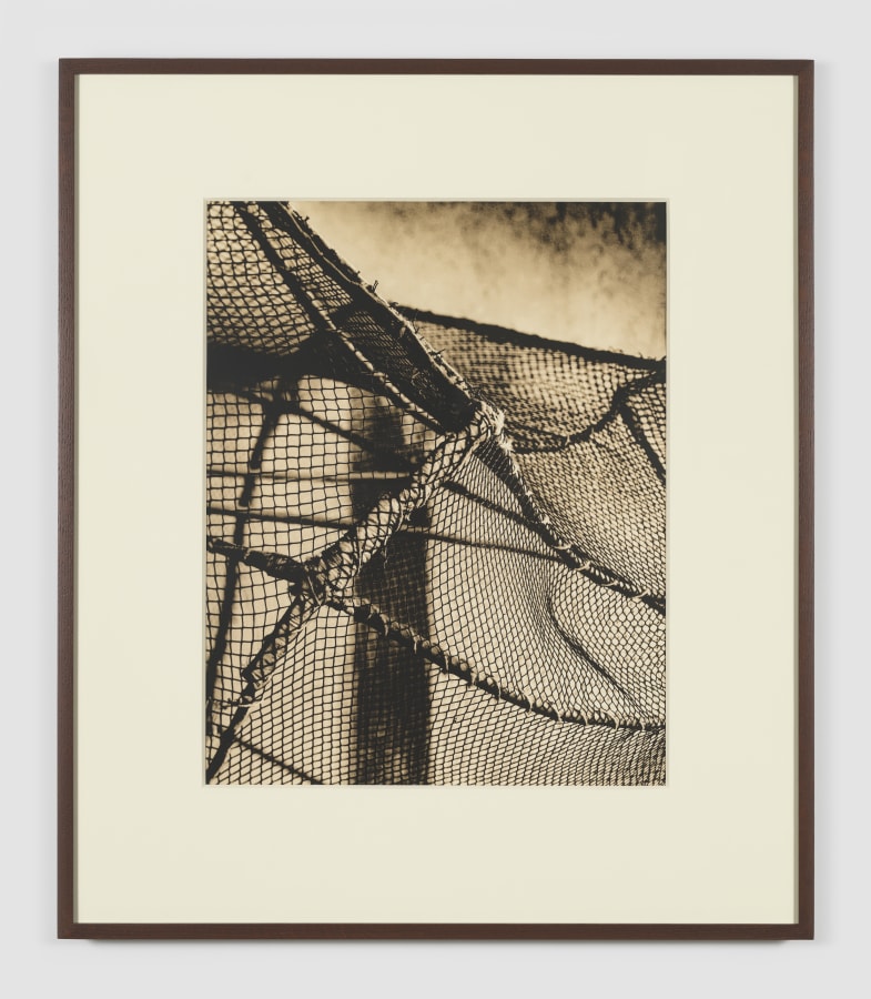 Artwork: João Penalva, Scenic prop. Bird catcher’s cage. Cloth-wrapped PVC structure with cotton and polyester thread net, 2019