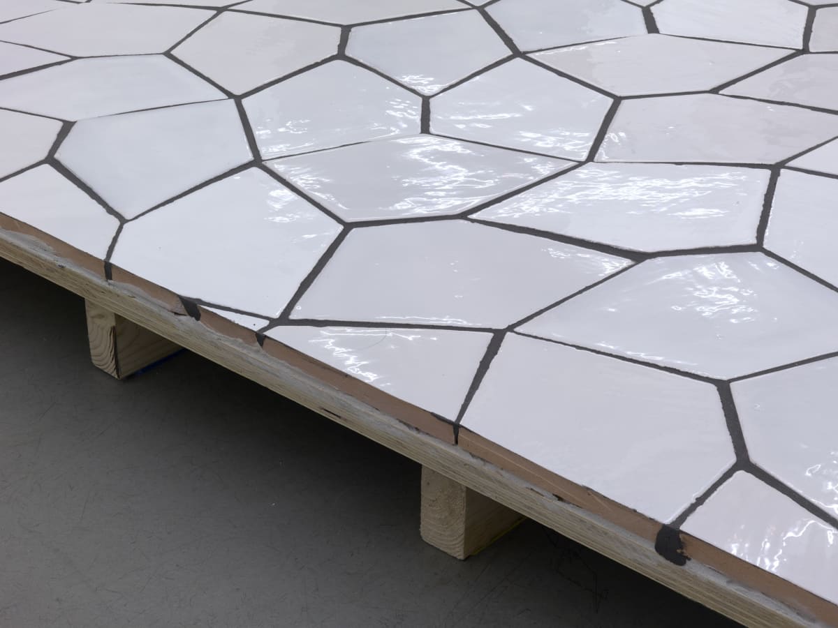 Artwork: Sarah Crowner, Platform (Terracotta Pentagon Leaves), 2016