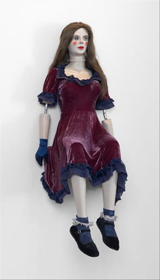 Artwork: Marnie Weber, The Truth Speakers (Girl with Burgundy Dress and Royal Blue Trim), 2009