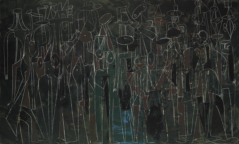 Artwork: George Condo, Black Standing Figures, 2000