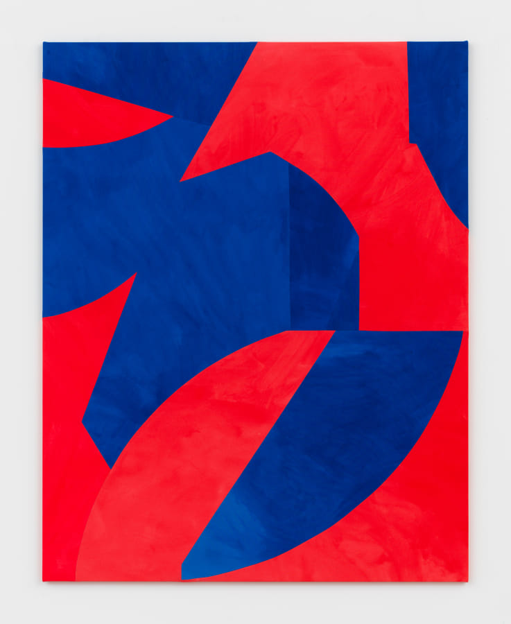 Artwork: Sarah Crowner, Sliced Shapes, Red and Blue, 2019