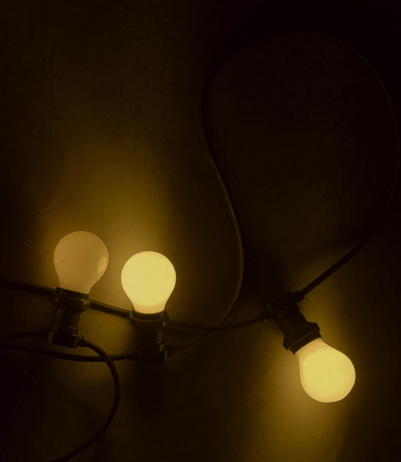 Artwork: João Penalva, Three light bulbs, yellow, 2013