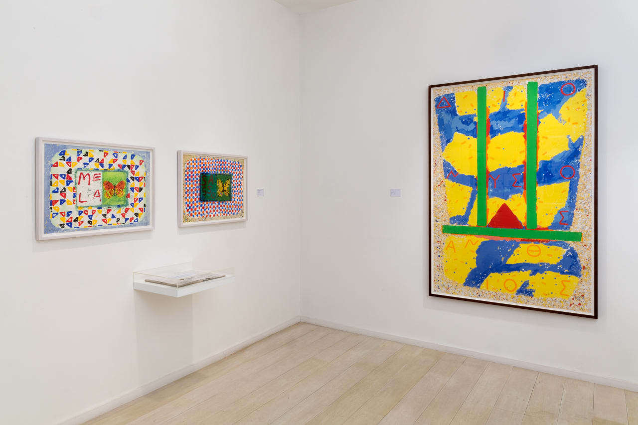 Installation view of Joe Tilson | Words and Images: The Notebooks at Alan Cristea Gallery, London, 2016. Photo: Peter White.