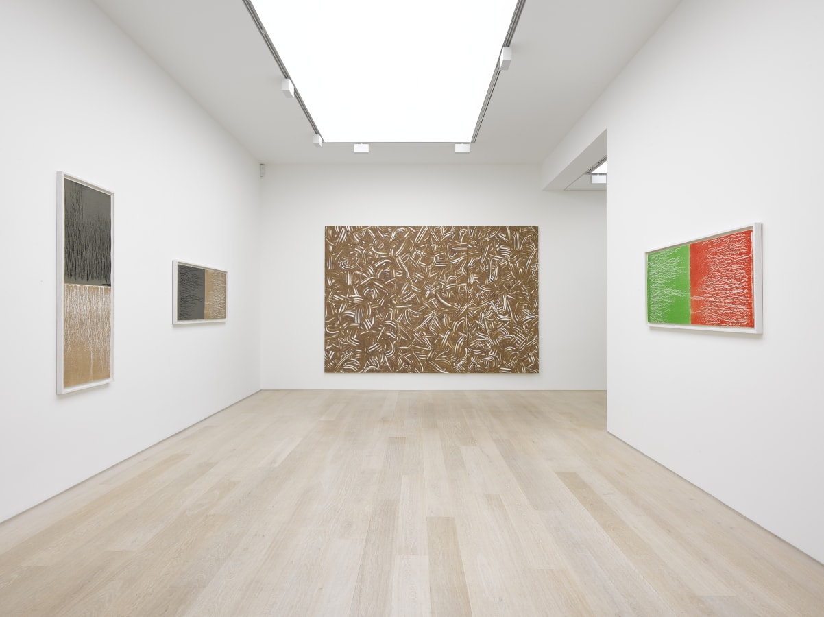 Installation view of Richard Long: The Tide is High at Alan Cristea Gallery, London, 2018-19. Photo: Jack Hems.