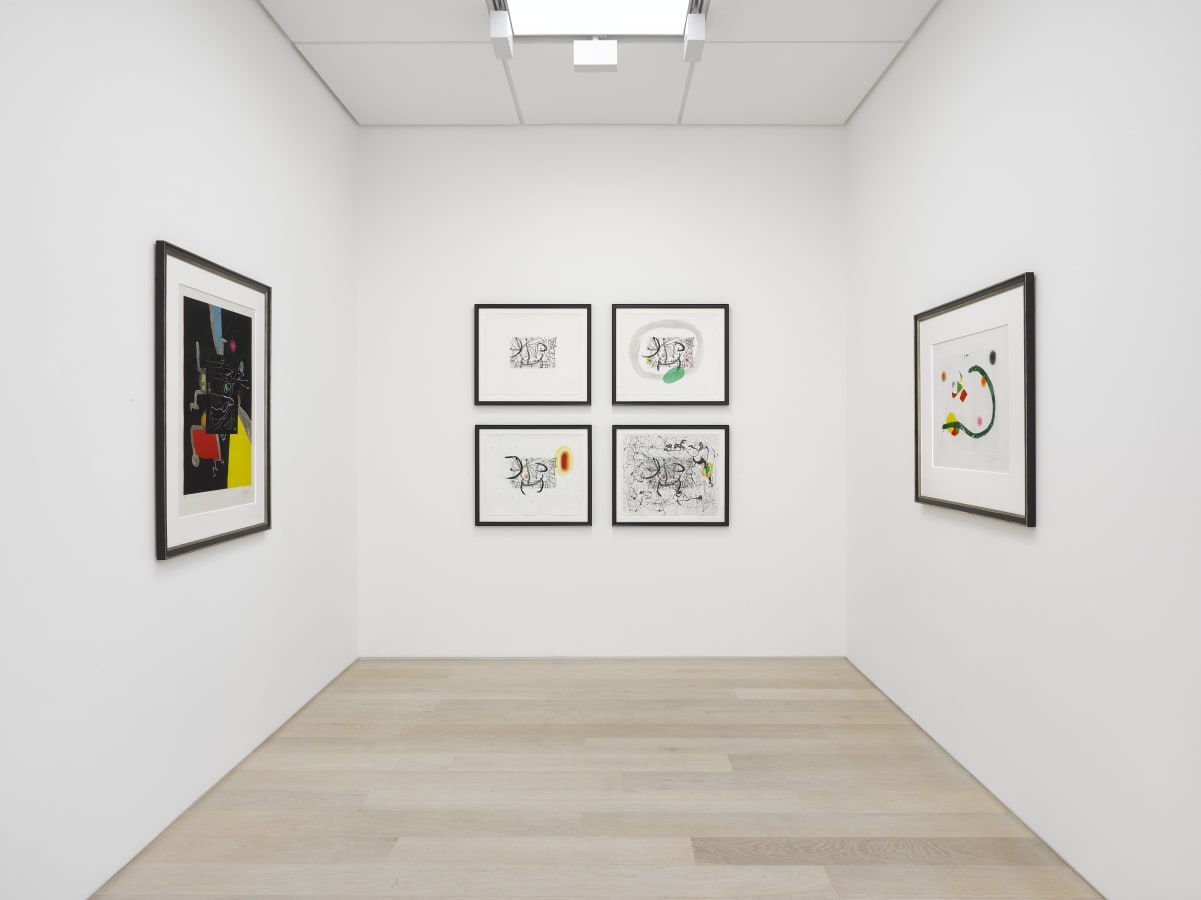 Installation view of works by Joan Miró in Muse & Motif at Alan Cristea Gallery, London, 2019. Photo: Jack Hems.